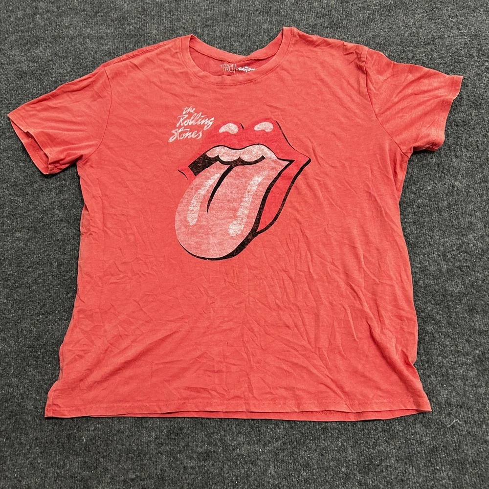 Time and Tru T-Shirt Womens Size L Red Rolling Stones Graphic Band Tee Shirt